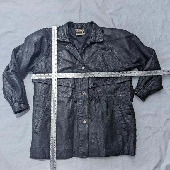 Vintage Pelle Cuir Black Leather Jacket  Zipper & Button Front - Men's Large - Picture 5 of 8